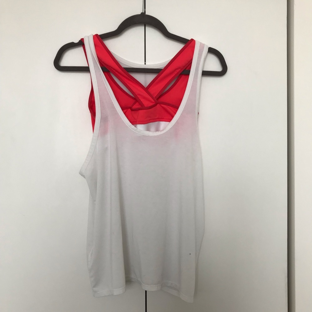 Live The Process White Tank with Red Sports Bra